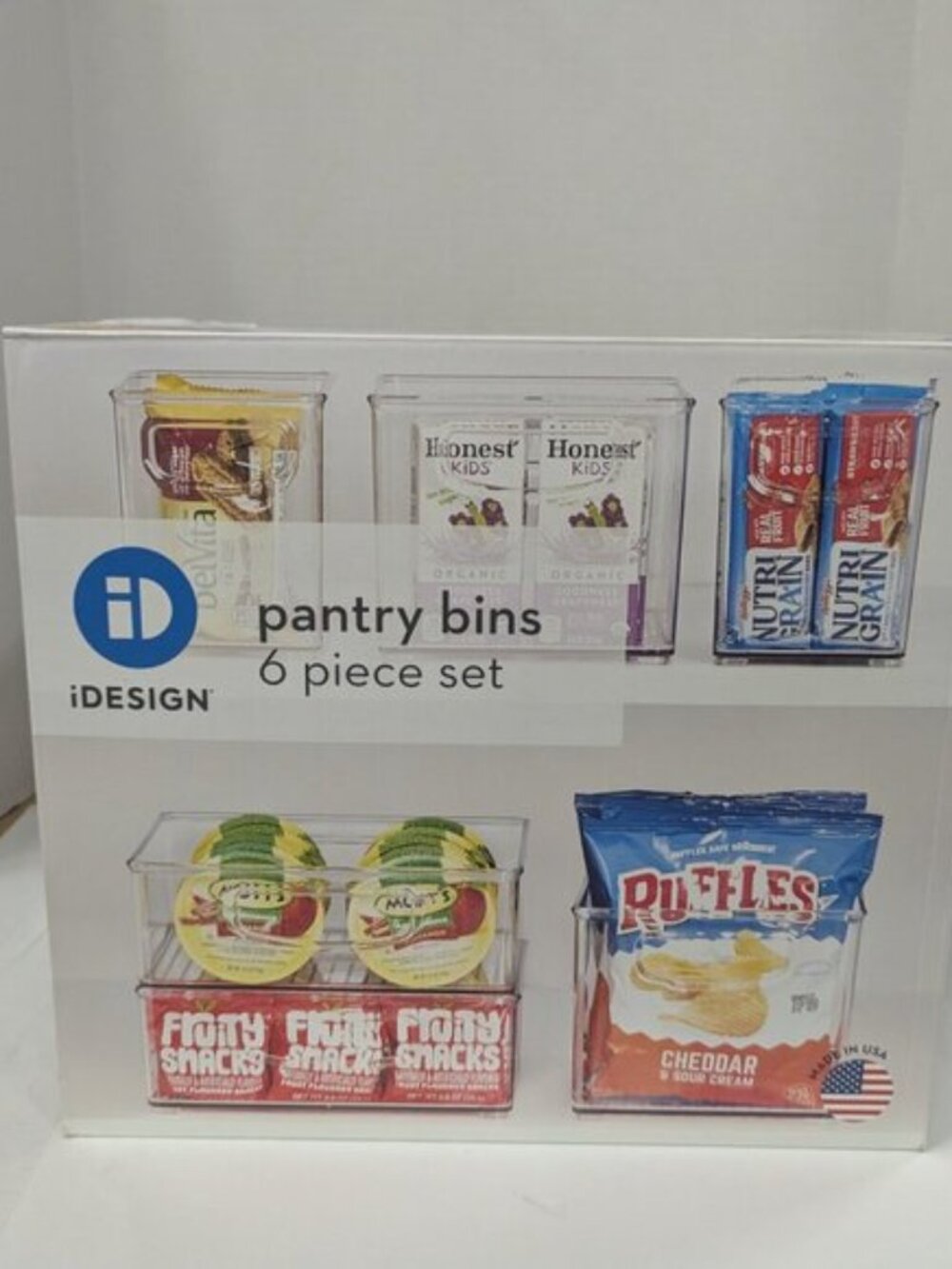 iDesign Stackable Pantry Bins – 6pc Clear Set with Handles, USA Made